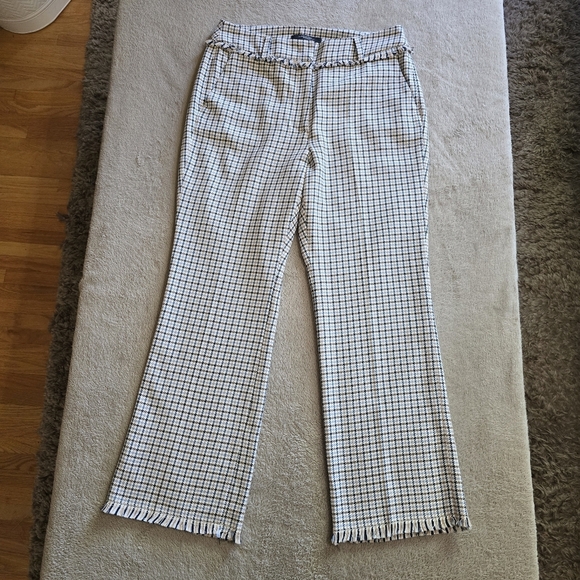 Weekend Max Mara Baiardo Houndstooth Frayed Hem Cropped Pants Size 8 - Picture 4 of 16